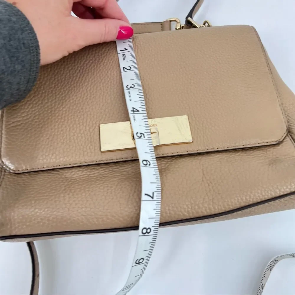 Michael Kors Callie Satchel‎ Crossbody Camel Purse pebble leather